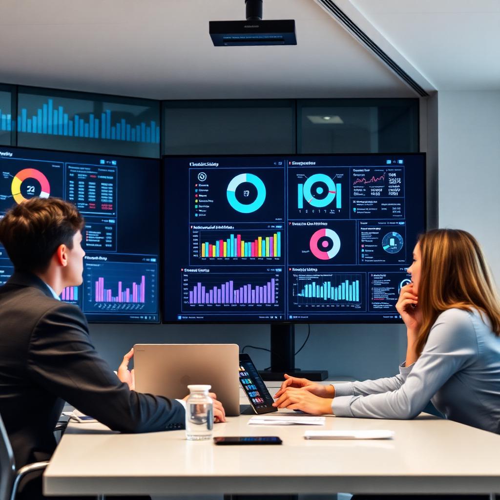 IT consultants reviewing dashboards